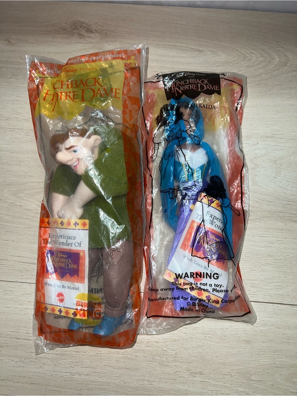 Vintage 1996 Disney Hunchback of Notre Dame Burger King Toys Sealed